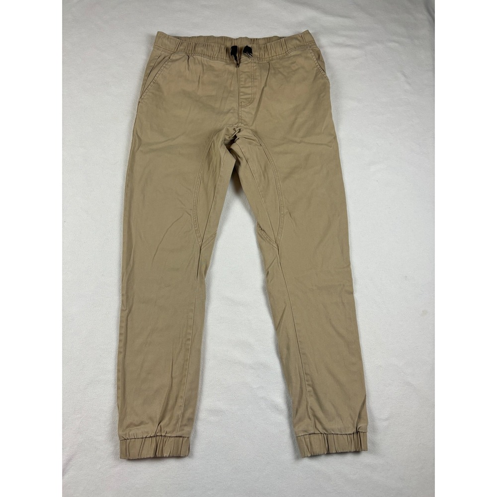 WT02 Mens Khaki Tan‎ Jogger Pants Size Medium Elastic Waist Drawstring Casual